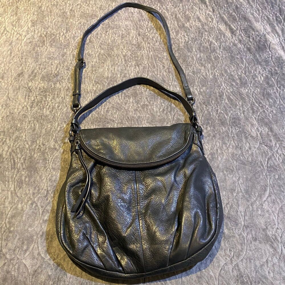 Margot NYhe Adelle Foldover Handbag in Soft Leather Black Boho - Picture 1 of 10